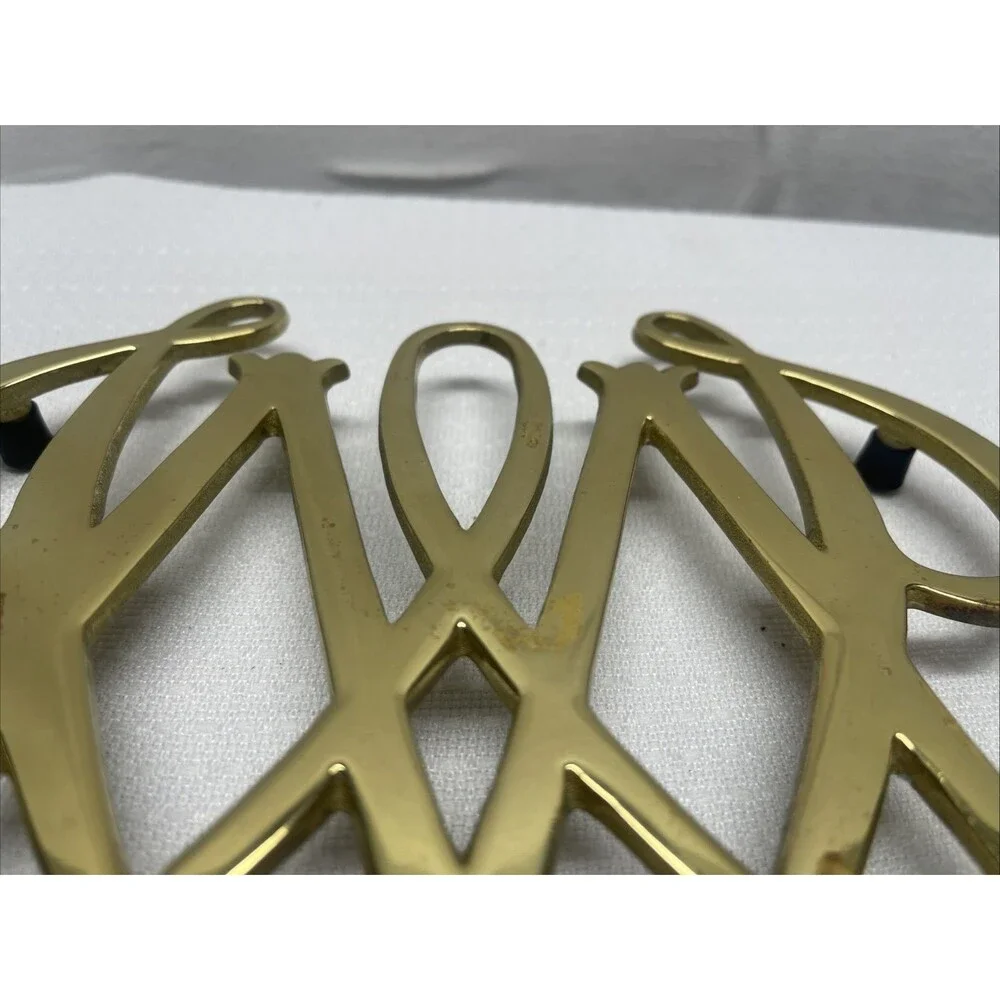 Brass William and Mary Cypher Trivet Classic Traditional Williamsburg 1950 Decor
